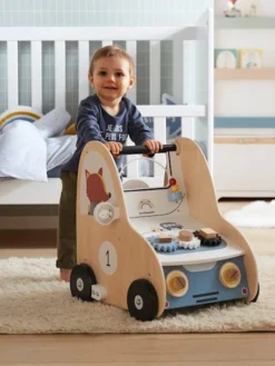 Chariot De Marche Avec Freins EN VOITURE SIMON En Bois FSC® Multicolore - Vertbaudet -Magasin De Produits Pour Bébés De Qualité chariot de marche avec freins en voiture simon en bois fsc 3