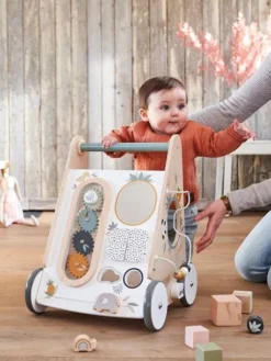 Chariot De Marche Avec Freins HANOÏ En Bois FSC® Multicolore - Vertbaudet -Magasin De Produits Pour Bébés De Qualité chariot de marche avec freins hanoi en bois fsc 4
