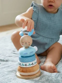Pyramide à Empiler Tissu Et Bois FSC® Bleu - Vertbaudet -Magasin De Produits Pour Bébés De Qualité pyramide a empiler tissu et bois fsc 2