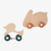 Set De 2 Animaux à Roulettes En Bois Et Silicone Orange - Vertbaudet