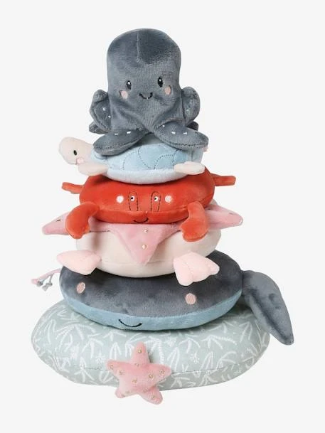 Tour à Empiler En Tissu SOUS L'OCÉAN Gris - Vertbaudet 1 Tour à Empiler En Tissu SOUS L'OCÉAN Gris - Vertbaudet